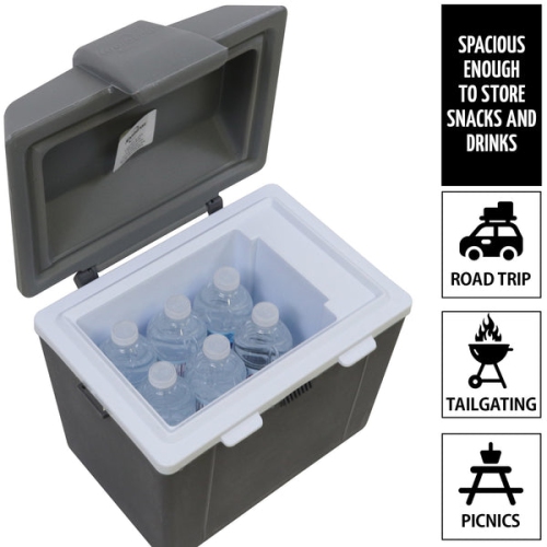 Koolatron Thermoelectric Iceless 12 Volt Cooler Warmer 9.8 qt, Electric Portable Car Cooler with DC Plug, Grey and White, for Travel Camping Fishing