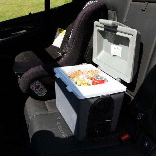 Koolatron Thermoelectric Iceless 12 Volt Cooler Warmer 9.8 qt, Electric Portable Car Cooler with DC Plug, Grey and White, for Travel Camping Fishing