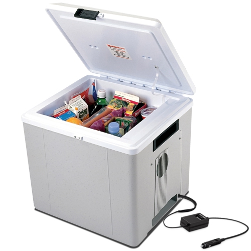 Koolatron Portable Iceless 12V Cooler/Warmer, 27L Thermoelectric Car Fridge, 12 Volt DC (5 Amps/60 Watts) Power Cord, Gray, Travel, Road Trips,