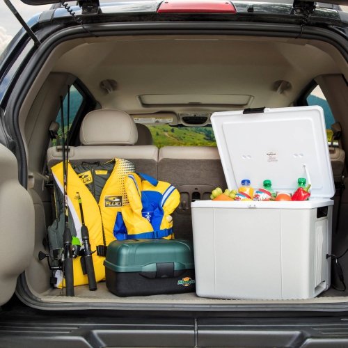 Koolatron Portable Iceless 12V Cooler/Warmer, 27L Thermoelectric Car Fridge, 12 Volt DC (5 Amps/60 Watts) Power Cord, Gray, Travel, Road Trips,