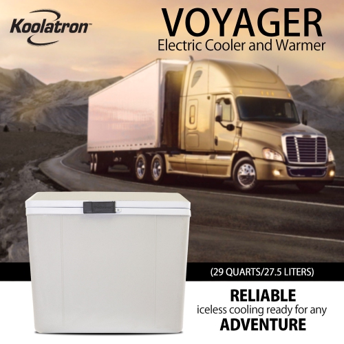 Koolatron Portable Iceless 12V Cooler/Warmer, 27L Thermoelectric Car Fridge, 12 Volt DC (5 Amps/60 Watts) Power Cord, Gray, Travel, Road Trips,