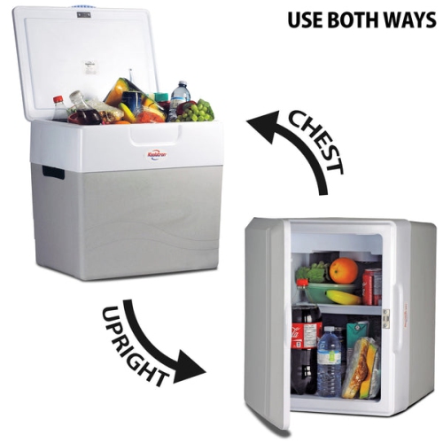 Koolatron Thermoelectric Iceless 12 Volt Cooler Warmer 52 qt, Electric Portable Car Cooler with DC Plug, Grey and White, for Travel Camping Fishing