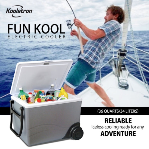 Koolatron Kool Wheeler W75 Thermoelectric Iceless 12V Cooler Warmer, 34L / 36 Quart Capacity, For Camping, Travel, Truck, SUV, Car, Boat, RV,