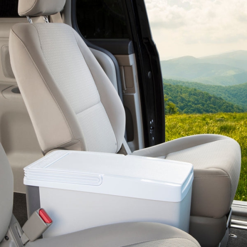 Koolatron Thermoelectric Iceless 12 Volt Cooler Warmer 18 qt, Electric Portable Car Cooler with DC Plug, Grey and White, for Travel Camping Fishing