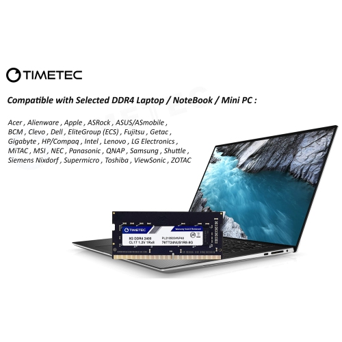 Timetec 8GB DDR4 2400MHz PC4-19200 (PC4-2400T) Non-ECC Unbuffered 1.2V CL17 1Rx8 Single Rank 260 Pin SODIMM Laptop Notebook PC Computer Memory RAM