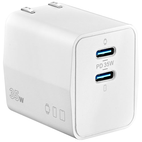 Insignia 35W Dual USB-C Wall Charger - White - Only at Best Buy