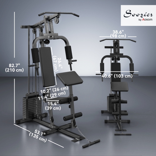 Appareil d'entraînement musculaire Home Gym Equipment de Soozier, machine d'entraînement multifonction avec pile de poids 143&nbsp;lb pour
