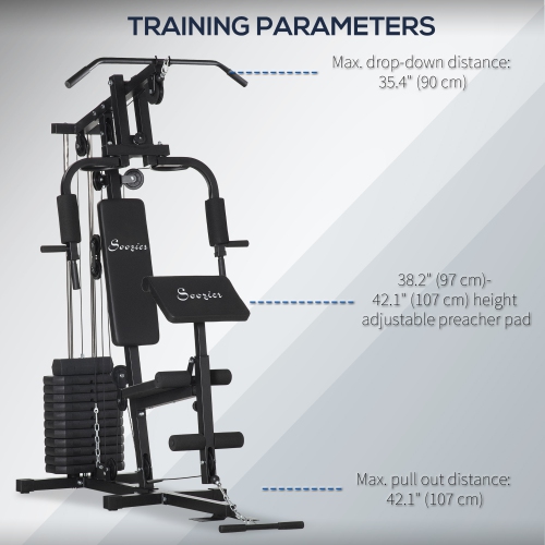 Appareil d'entraînement musculaire Home Gym Equipment de Soozier, machine d'entraînement multifonction avec pile de poids 143&nbsp;lb pour