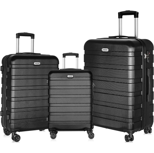 ANYZIP  Luggage Sets 3 Piece PC Abs Hardside Expandable Suitcase With 4 Universal Wheels Tsa Lock Carry On 20 24 28 Inch In Black