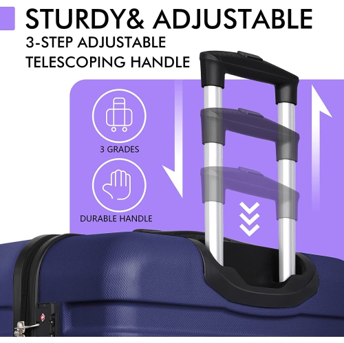 Luggage Sets 3 Piece AnyZip PC ABS Hardside Expandable Suitcase with 4 Universal Wheels TSA Lock Carry On 20 24 28 Inch Dark Blue