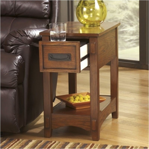 Bowery Hill Signature Design by 1-Drawer Chairside End Table in Brown