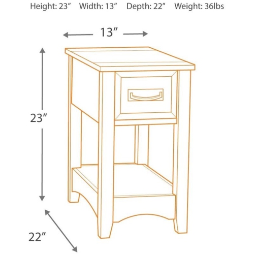 Bowery Hill Signature Design by 1-Drawer Chairside End Table in Brown