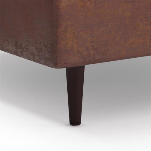 Shay 38 in.W Large Coffee Table Ottoman in Distressed Saddle Brown Faux Leather