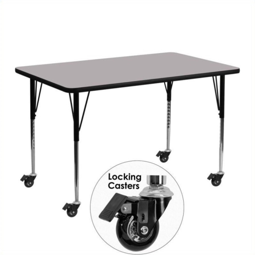 FLASH FURNITURE  31" X 24" X 48" Rectangular Thermal Fused Top Mobile Activity Table In Gray I plan to use this table in my craft room and super excited that it is on wheels!