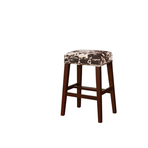 Image 1 of 8.. Riverbay Furniture 30" Transitional Wood/Fabric Cow Print Bar Stool in Brown