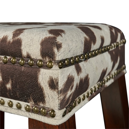 Riverbay Furniture 30" Transitional Wood/Fabric Cow Print Bar Stool in Brown