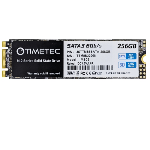 Timetec 256GB SSD 3D NAND TLC SATA III 6Gb/s M.2 2280 NGFF 128TBW Read Speed Up to 550MB/s SLC Cache Performance Boost Internal Solid State Drive for