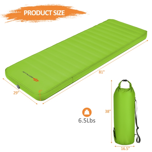 Goplus Folding Sleeping Pad, Self Inflating Camping Mattress with Carrying Bag