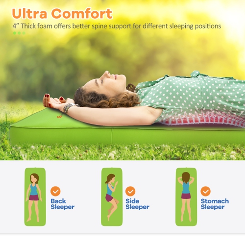 Goplus Folding Sleeping Pad, Self Inflating Camping Mattress with Carrying Bag