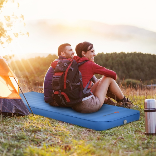 Goplus Folding Sleeping Pad, Self Inflating Camping Mattress with Carrying Bag