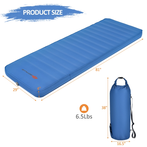 Goplus Folding Sleeping Pad, Self Inflating Camping Mattress with Carrying Bag