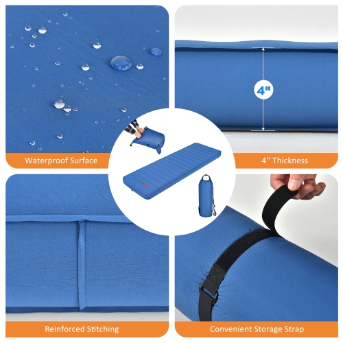 Goplus Folding Sleeping Pad, Self Inflating Camping Mattress with Carrying Bag