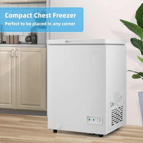 Costway 3.5 Cubic Feet Chest Freezer w/Removable Storage Basket Deep Freezer
