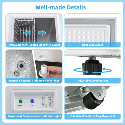 Costway 3.5 Cubic Feet Chest Freezer w/Removable Storage Basket Deep Freezer