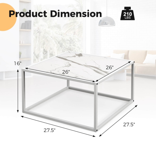 Costway Coffee Table Modern Rectangular Coffee Table Metal Frame For Living Room