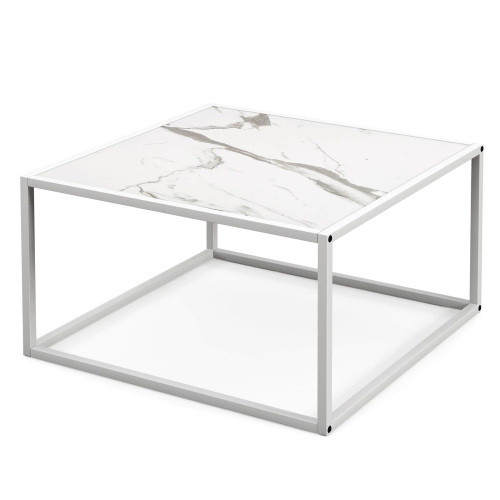 Costway Coffee Table Modern Rectangular Coffee Table Metal Frame For Living Room