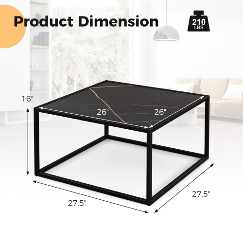 Costway Coffee Table Modern Rectangular Coffee Table Metal Frame For Living Room