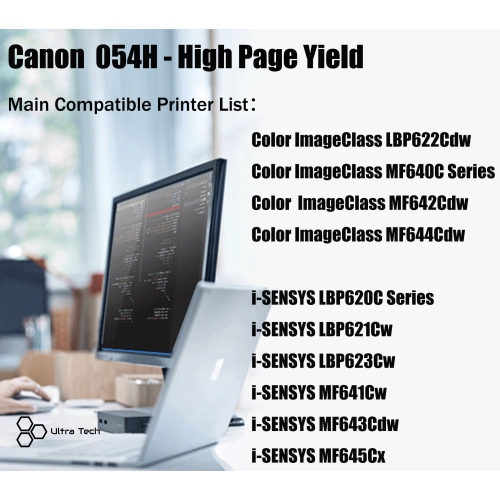Ultra Toner® Compatible Canon 054H Toner Cartridge Canon054 Black High Yield LBP620C LBP621cw LBP622cdw LBP623cw MF640c MF641cw MF642Cdw MF643cdw