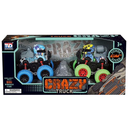 2pcs Crazy Truck Toys Friction Construction Cars with Graffiti Design - Assortment