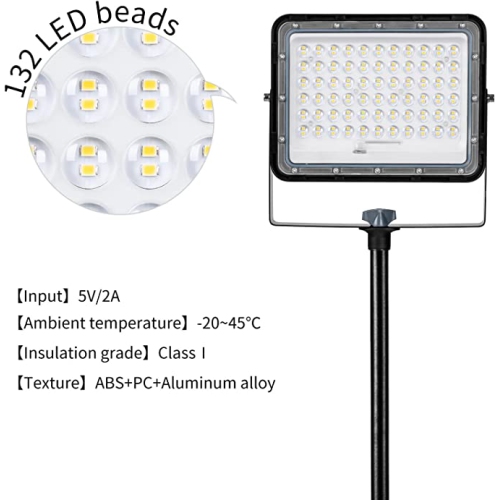 ROCKSOLAR 15W Portable Adjustable LED Floodlight with Telescopic Stand