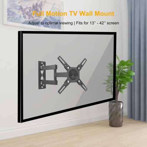13-42 inch Full Motion TV Wall Mount for Flat Screens, 360 Degree Rotating Wall Mount Corner Bracket with Swivel Articulating Arm Hold up to 66lbs