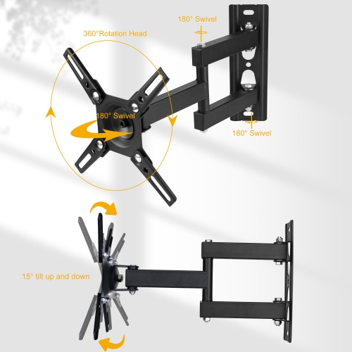 13-42 inch Full Motion TV Wall Mount for Flat Screens, 360 Degree Rotating Wall Mount Corner Bracket with Swivel Articulating Arm Hold up to 66lbs