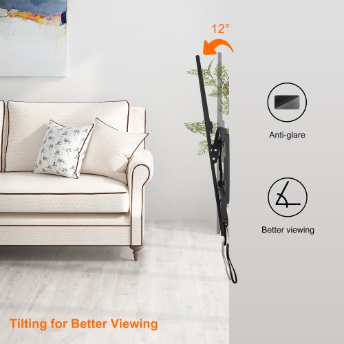 PrimeCables Tilting 26-55 inch Low Profile TV Wall Mount Bracket with Pull Cord,Up to VESA 400x400mm and 99lbs