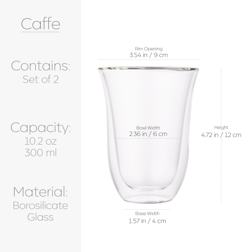 Tasses à café en verre borosilicaté à double paroi Capri de Galateo - Ensemble de 2