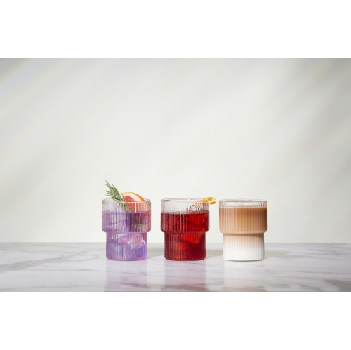 Verres à boire nervurés borosilicaté Victoria Capri de Galateo - Ensemble de 4