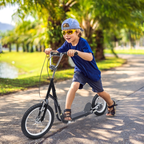 Aosom Trottinette Enfant Réglable en Hauteur Pneus Gonflables Jouet Pour 5+