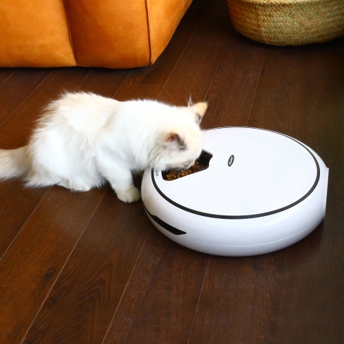 Lentek 5 Meal Automatic Pet Feeder with Voice Message, White, Timed Food Dispenser for Cat or Dog,