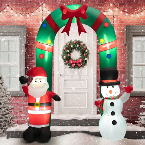 GYMAX  8Ft Tall Inflatable Archway Christmas Welcoming Decor W/ Bright Led Lights