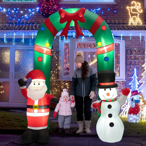 Gymax 8FT Tall Inflatable Archway Christmas Welcoming Decor w/ Bright LED Lights