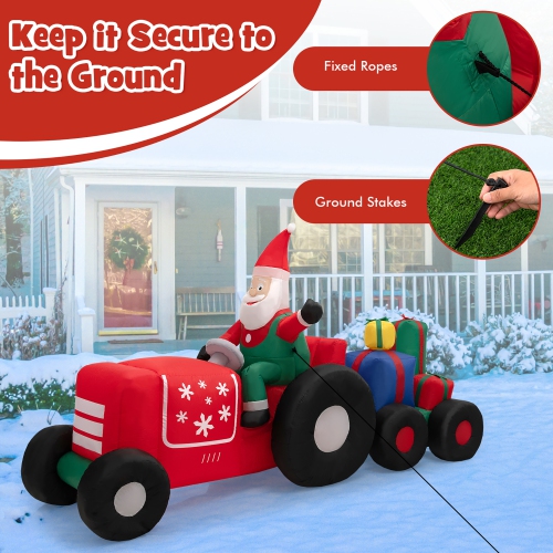 Gymax 9FT Long Inflatable Christmas Decor Santa Claus Driving Truck w/ LED Lights