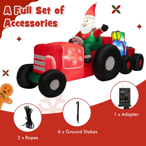 Gymax 9FT Long Inflatable Christmas Decor Santa Claus Driving Truck w/ LED Lights