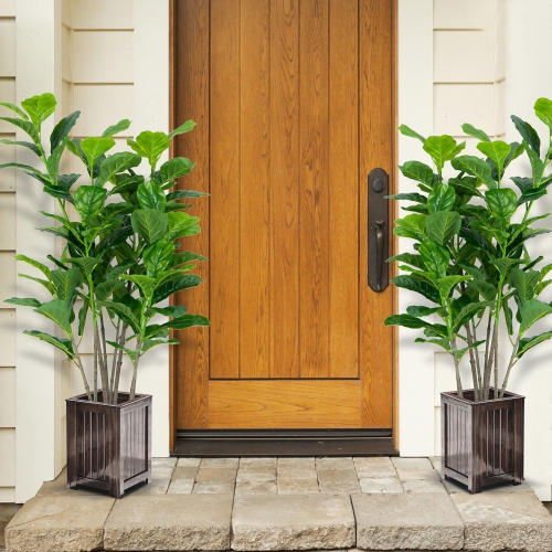 Gymax 51''Artificial Tree 2-Pack Artificial Fiddle Leaf Fig Tree for Indoor Outdoor