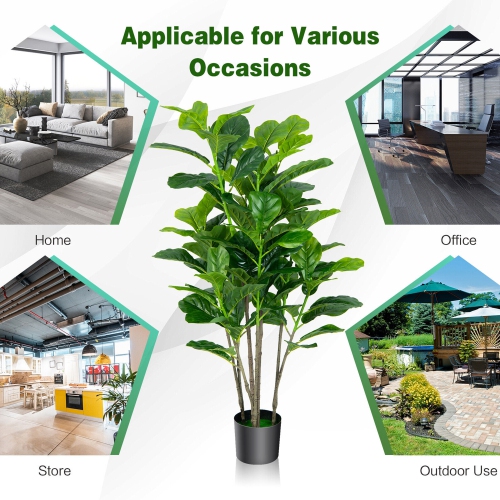 Gymax 51''Artificial Tree 2-Pack Artificial Fiddle Leaf Fig Tree for Indoor Outdoor