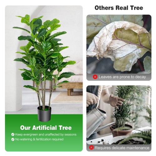 Gymax 51''Artificial Tree 2-Pack Artificial Fiddle Leaf Fig Tree for Indoor Outdoor