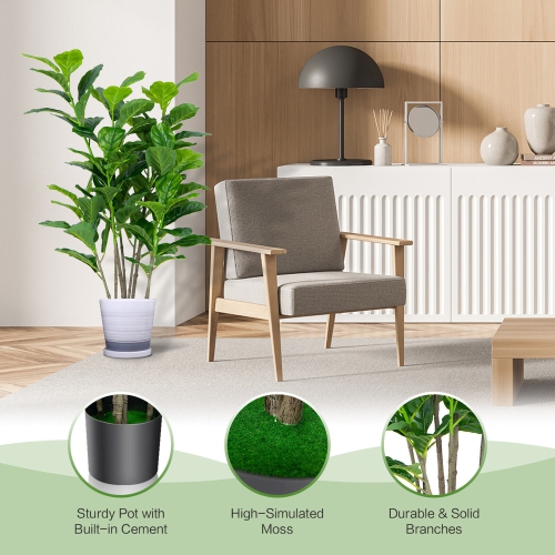 Gymax 51''Artificial Tree 2-Pack Artificial Fiddle Leaf Fig Tree for Indoor Outdoor