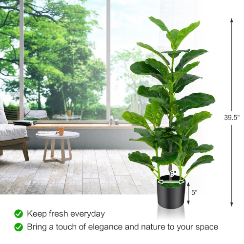 Gymax Artificial Tree 2-Pack Artificial Fiddle Leaf Fig Tree forIndoor & Outdoor
